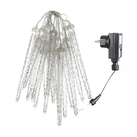 Udendørs julelyskæder med istapper, Gypsophila istappelys, krystal juledekorationer på tagudhæng a