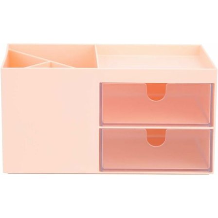 Makeup Organizer til Skrivebord, Skuffe til Smykker, Kontorartikler, Opbevaring (Pink)