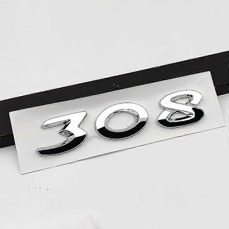 3D Abs Sort Krom 308 Logo Bogstaver Bagagerums Emblem Badge Til Peugeot 308 Sw Cc Klæbende Nummer Sticker Tilbehør
