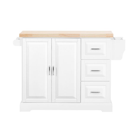 SoBuy hvid køkkenø med 3 skuffer 128x71x90.5cm, moderne FKW41-II-WN