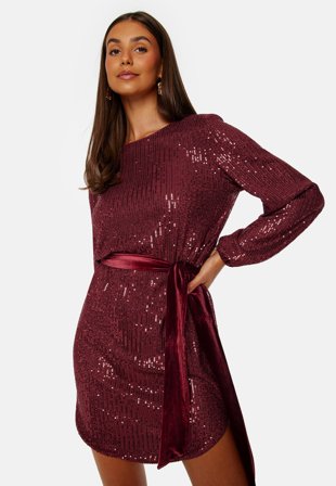 BUBBLEROOM Sanja sparkling dress Bordeaux Klær