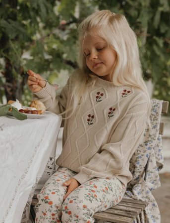 Garbo&Friends Embroidery Knitted Sweater - Cream - 122/128