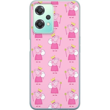 Kompatibelt Mobildeksel til OnePlus Nord CE 2 Lite 5G Greta Gris og Peppa Pig med dinosaurer og dyr, leken tegnet barnekunst på blå bakgrunn