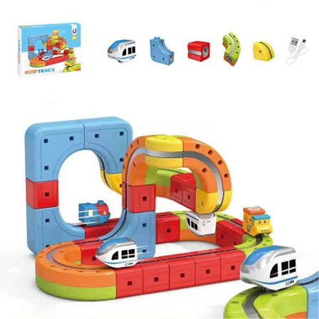 Elektrisk Magnetisk Tågbana Set DIY Smart Pussel Leksak STEM Pedagogisk Kul för Barn Pojkar och Flickor