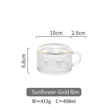 450ml Nordisk Glasskrus Transparent Håndtak Gullkant