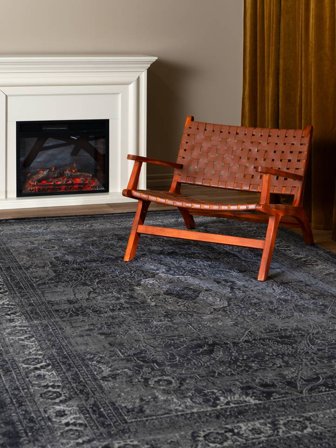 Jacinda 300X400 Grand Gris Charbon Médaillon Tapis