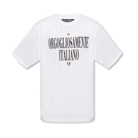 Dolce & Gabbana, Cotton T-shirt Wit, Heren, Maat:XS,Katoen,print