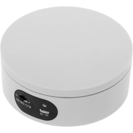 PrimeMatik - Elektrisk roterande plattform 12cm Vit, Roterande bas