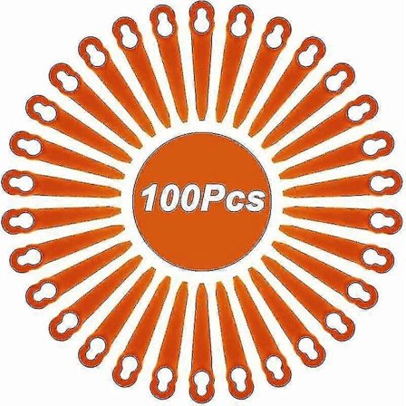 Pakke med 100 kompatible knive til Stihl trimmer Polycut 2-2 og Polycut 3-2, Fsa 45 Fsa 57 Fse 52, Plastikknive til trådløse Stihl trimmere