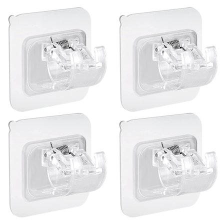 4 stk selvklebende gardinstangbraketter uten boring, gardinkrokholder, festebrakett for gardinstang, veggbrakett for håndkleholder, hjem, transparent