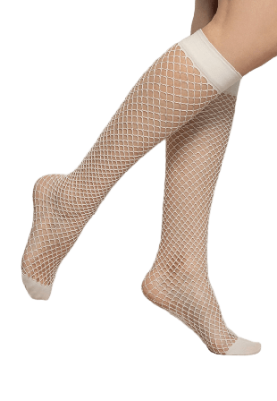 BleuForêt Knästrumpa Fishnet Knästrumpor Dam Vit ONESIZE