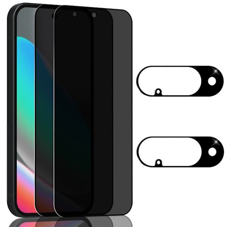2-Pack Google Pixel 10 Privacy Skärmskydd & 2-Pack linsskydd - Härdat Glas 9H - Super kvalitet 3D