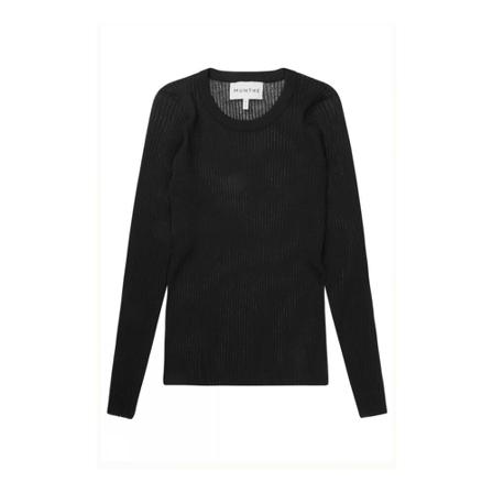 Munthe, Round-neck Knitwear Czarny, Kobieta, Rozmiar: M