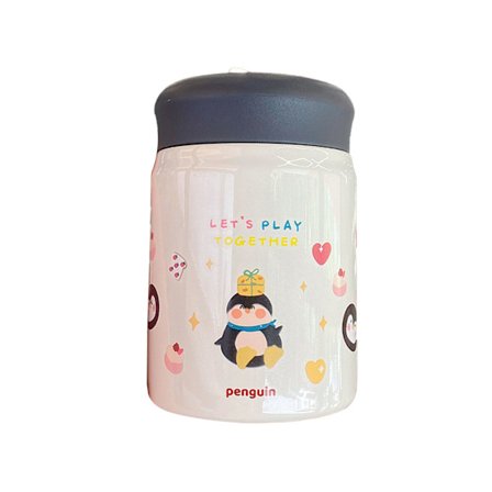 320 ml ruostumattomasta teräksestä valmistettu eristetty tyhjiöruoka-astia kannella, ulkokäyttöön, sarjakuva, kannettava pingviinipullo