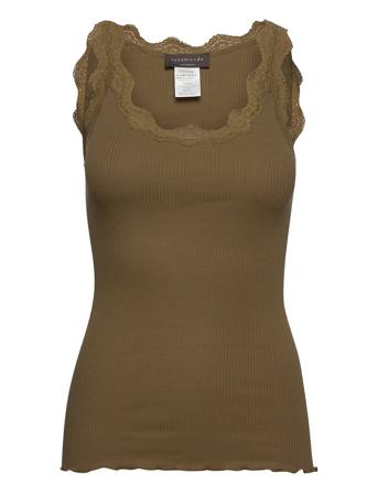 Organic Top W/ Lace T-shirts & Tops Sleeveless Grønn Rosemunde
