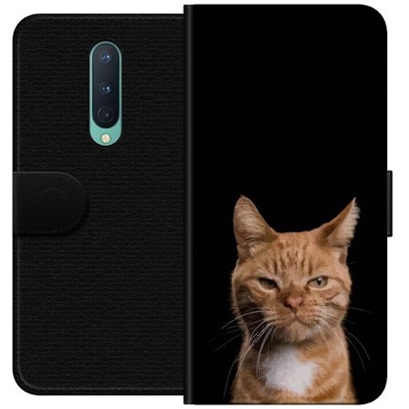 Kompatibelt Plånboksfodral till OnePlus OnePlus 8 Närbild av orange katt mot svart bakgrund, uttrycksfull blick och hög kontrast som ger minimalist