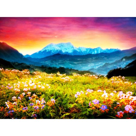 30x40cm 5D DIY Diamantmaleri Full, Fjell og Blomster#O, DIY