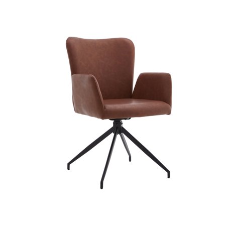 Frida Spisebordsstol med Armlæn, Drejefunktion i PU Læder, Elegant Design - 58x62x86cm - Komfortabel til Spisestuen - Perfekt Hverdagsluksus