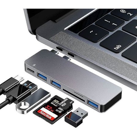 Usb C Hub Adapter för Macbook Pro/air 2020 2019 2018, 6 i 1 Usb-c Acce