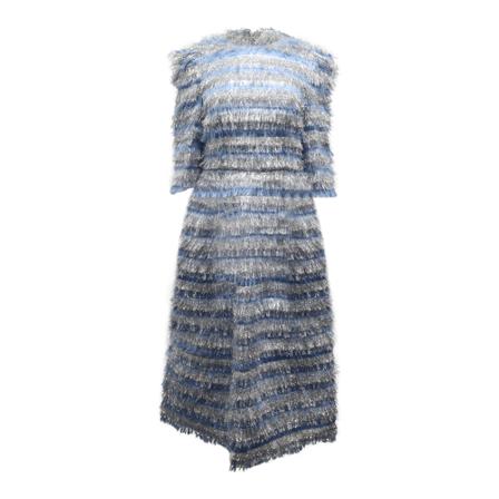Dolce & Gabbana Pre-owned Pre-owned Striped Fringe Midi Klänning blå, Dam, Dam, Storlek: S