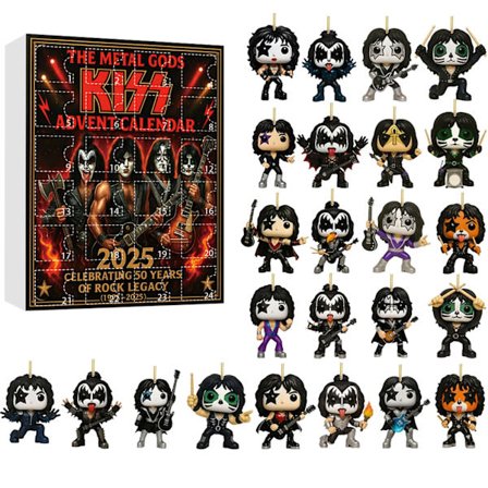 Kiss Band Julekalender Overraskelsesgave til juledekorasjoner og gave, adventskalender, for fans eller barn