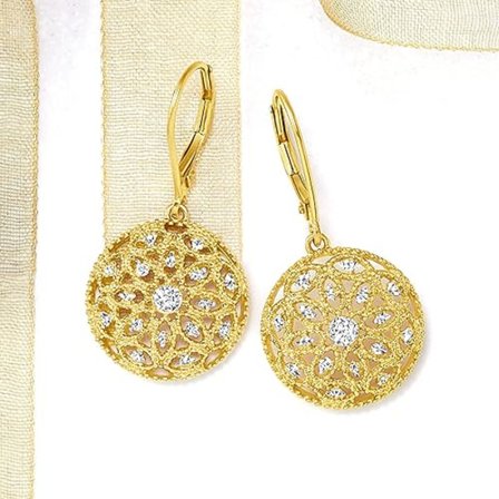 Diamantsirkel dråpeøreringer i gull over sterling