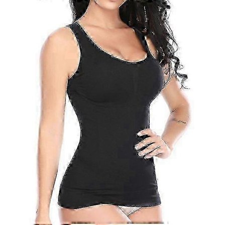 Shapewear Camisole för kvinnor med inbyggd hylla BH - Tummy Control & Kompression Body Shaper för viktminskning och bantning, S, svart