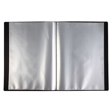 Musta A4-kokoinen polypropeenikansio 40 taskulla