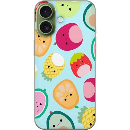 Kompatibel Mobilcover til Apple iPhone 17 Mønster af kawaii frugter som jordbær citron ananas og avocado på lyseblå baggrund