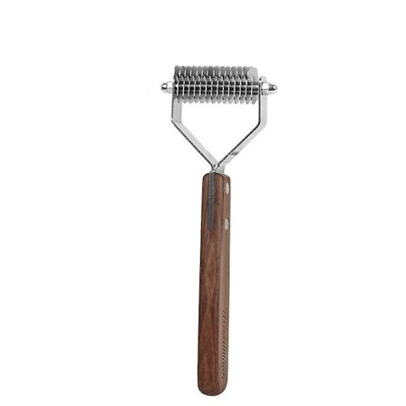 Professionell husdjursborste för att ta bort fällning och tovor - borste i massivt trä och metall med dubbla sidor, verktyg för pälsvård för husdjur, 