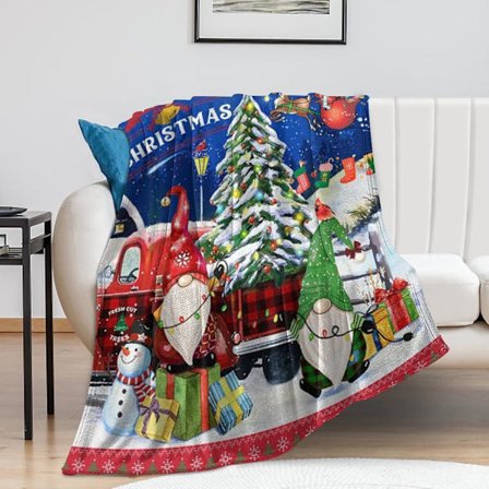 God Jul-tæppe, Supersoft og Varmt Vinterferie-tæppe til Sofa Seng, 127cm x 152.4cm