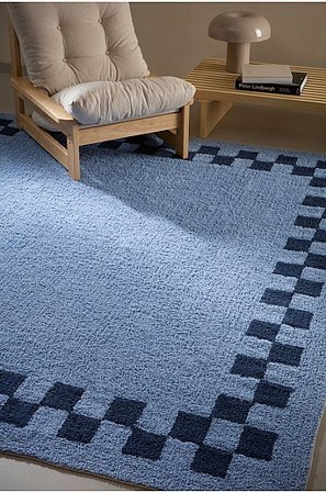 Jotex - Vierkante Pooltapijt 250x250 Cm Lichtblauw/blauw Lichtblauw/blauw - MAPLE - Koop Katoenen vloerkleed bij Jotex