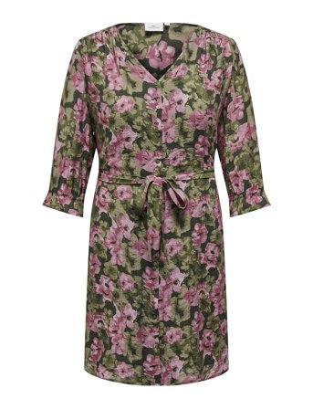 Carelona 3/4 Knee Dress Aop Dresses Summer Dresses Multi/mønstret ONLY Carmakoma*Betinget Tilbud