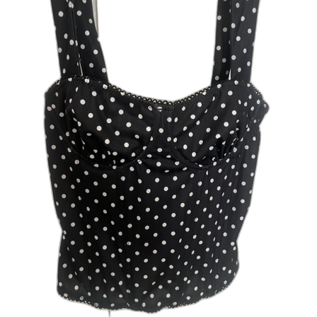 Svart korsett-topp med vita prickar