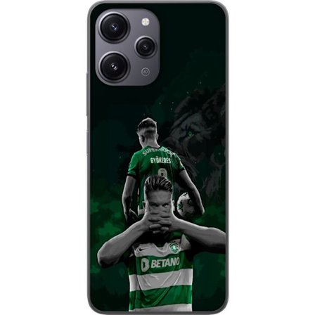 Yhteensopiva Puhelinkuori Xiaomi Redmi 12 Neonmotiivi, jossa teksti "Gaming is in my DNA" sinisenä ja punaisena tiiliseinällä, jossa loistava DNA-spir