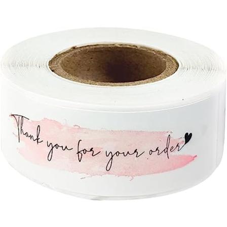 2,54 cm x 7,62 cm Takk for bestillingen-klistremerke, rosa dekorativt segl-klistremerke for levering, dekorasjon, gaveinnpakning, 120 etiketter per 