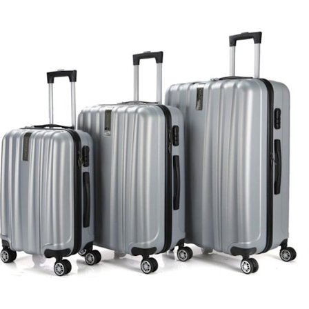 Set 3 resväskor 36-67-98 liter ABS med 4 hjul Silver Royalty Line RLLTS18706-SIL