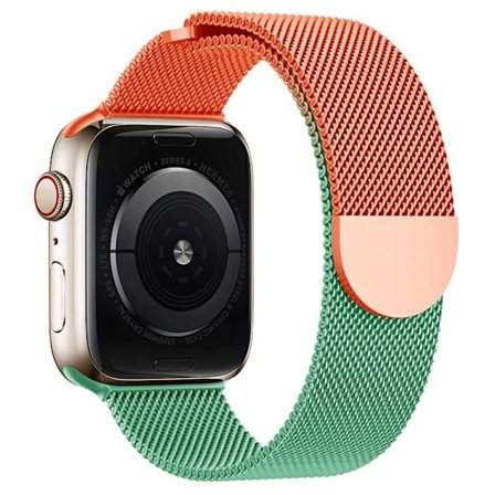 Apple Watch Series 7 8 9 41mm / 6 5 4 SE (2023) SE (2022) SE 40mm / 3 2 1 38mm Gradient Milanese Strap - Orange + Grön