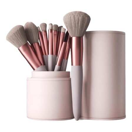 12-delt sminkekostsett, Premium Syntetiske Foundation Pudder Concealere Øyenskygger Sminkekostsett, med Bøtte