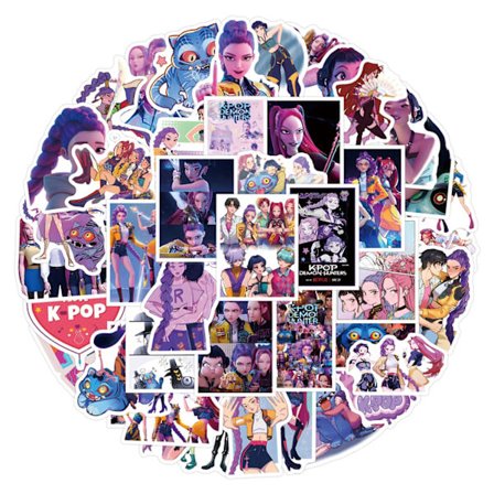 55 st KPop Devil Hunter Tecknad Graffiti Klistermärke Anteckningsbok