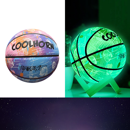 Selvlysende basketball for tenåringsgutter, glødende basketball