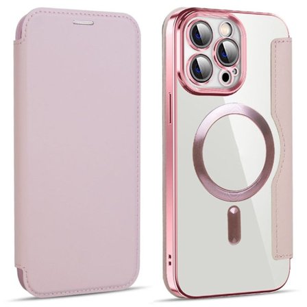 iPhone 14 Pro Max Wallet Cover MagSafe RFID Card Holder - Pink