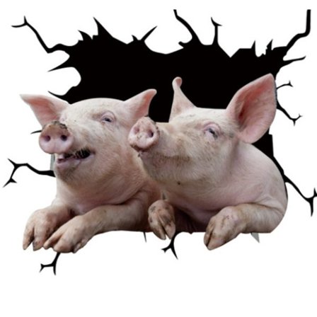 Funny Pig Crackle Car Sticker Trast Window Static Sticker (12inx12in - Style D)