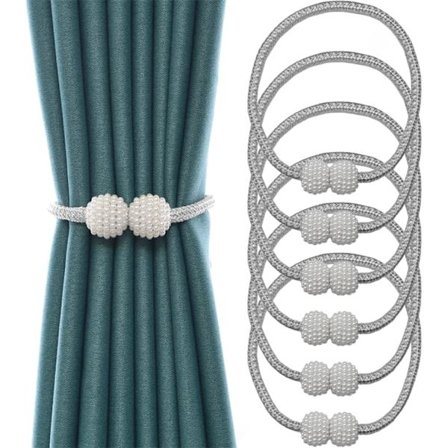 (Valkoinen) 6 kpl Verhokiinnitteitä, Magneettiset Verhokiinnitteet, Magneetti