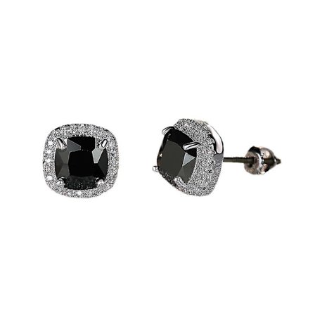 Hvidguldbelagte Kreerede Sorte Diamant Ørestik Xq-ps726