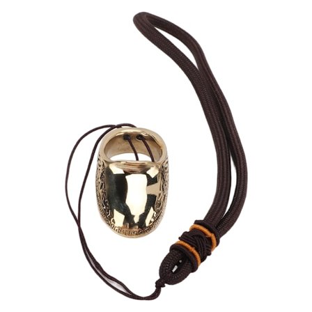 Messing Bueskyting Tommelring 19mm Gravert Mønster Fingerbeskytter Anti-Mistet Tau Utendørs Jakt