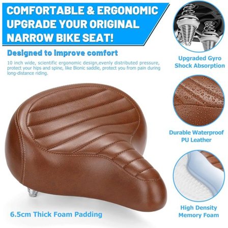 Brun Ultra Bekväm Mjuk Ergonomisk Vaddering Bred Dämpad Komfortcykelsadel för Män och Kvinnor för Mountainbike Citybike Elcykel Motionscykel