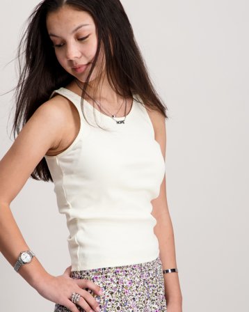 Kids ONLY KOGNESSA S/L SHORT STRIPE TOP JRS Cremefarvet Toppe/Bluser Pige - Kids Brand Store