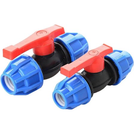 2 stycken PE kulventil PE-koppling skruvkoppling vattenrör 20 mm anslutning [DB]