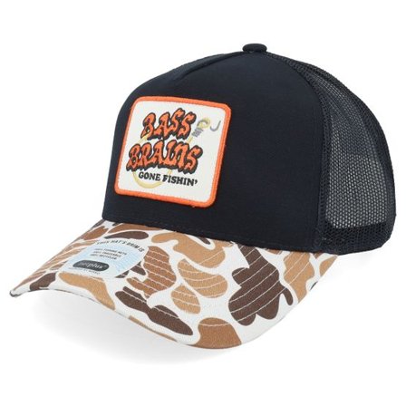 Brixton - Svart trucker Keps - Bass Brains Gf Hat-camo/Black A-Frame Trucker @ Hatstore
